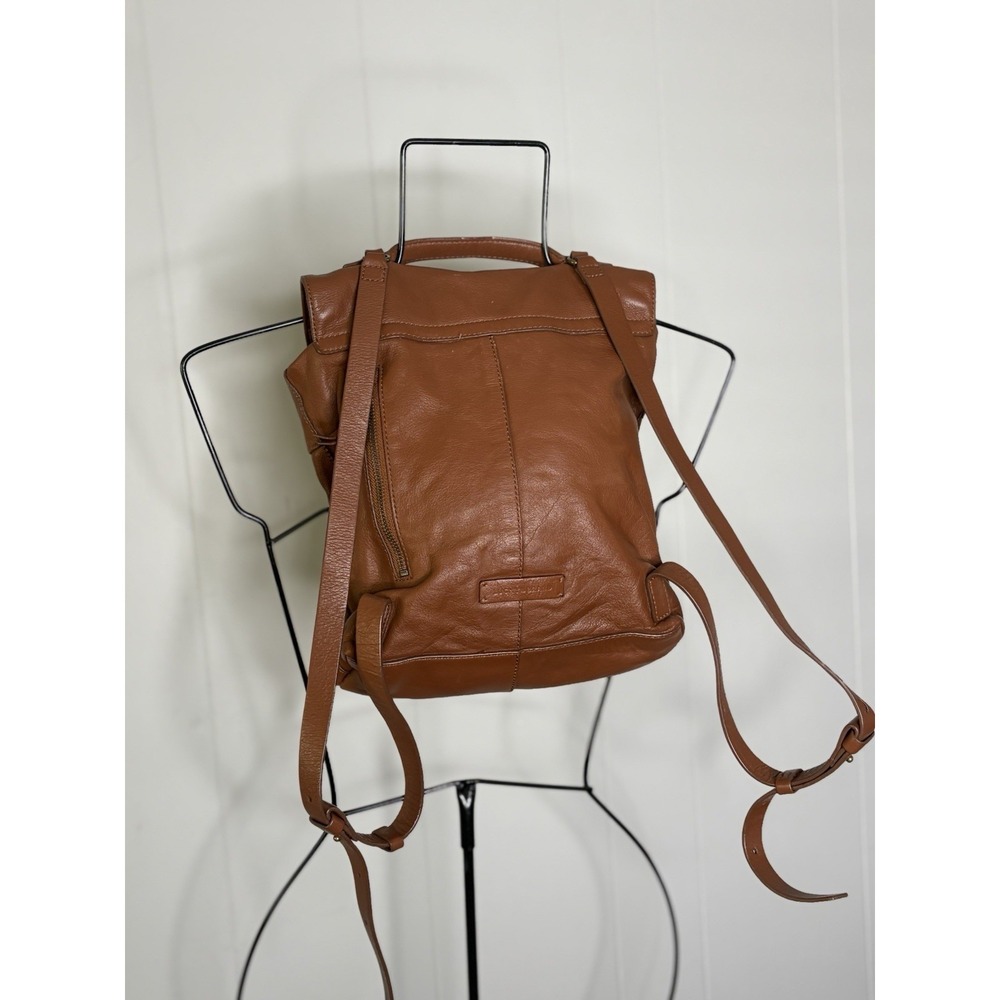 Lucky Brand Leather Brown Cognac Backpack Gold Studded Adjustable‎ Straps - Picture 6 of 16
